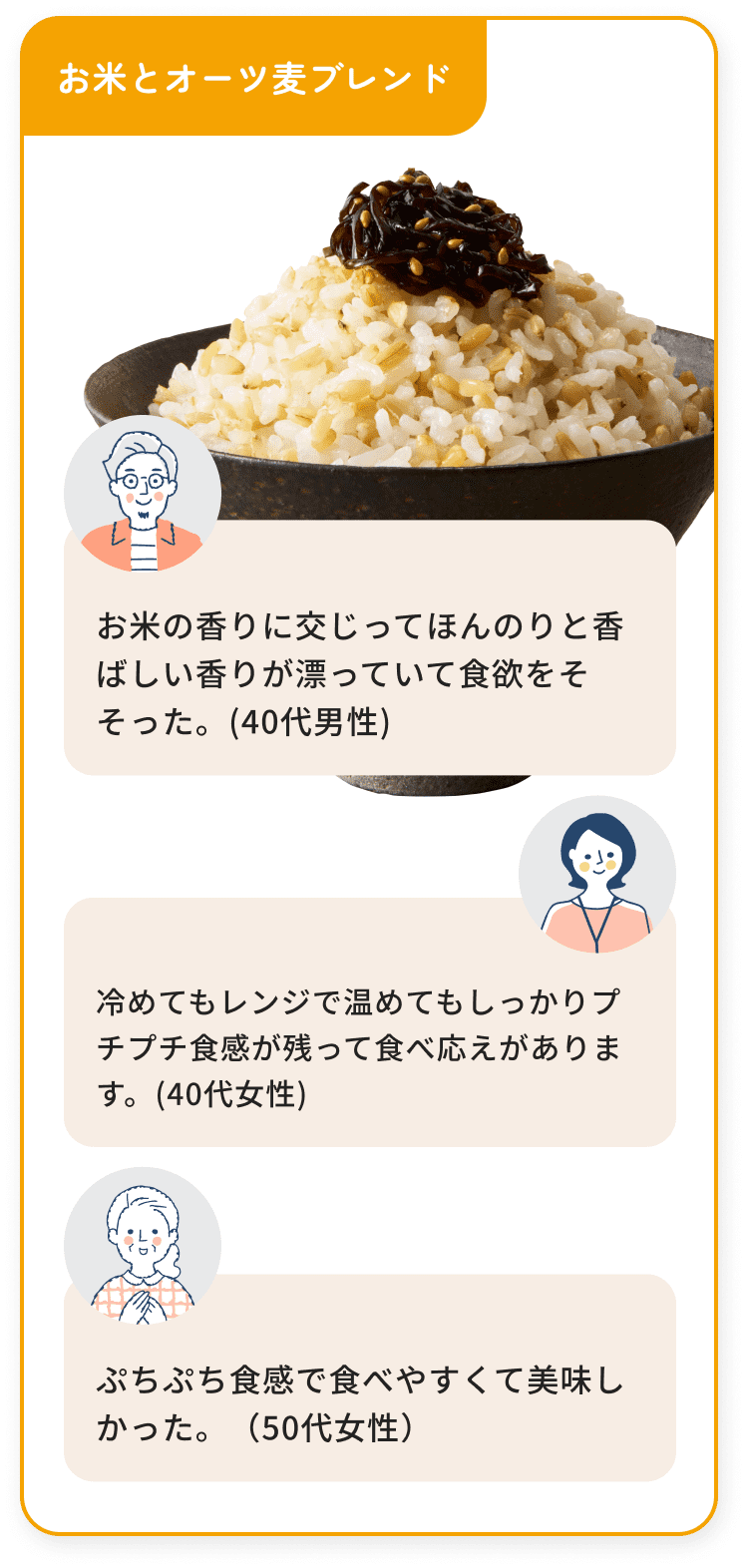 お客様の声:お米とオーツ麦ブレンドについて